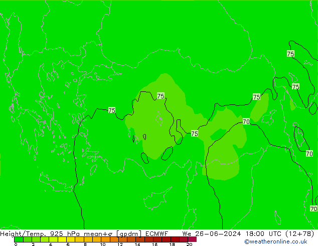 Géop./Temp. 925 hPa ECMWF mer 26.06.2024 18 UTC