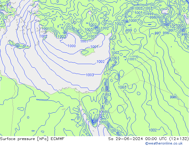 Luchtdruk (Grond) ECMWF za 29.06.2024 00 UTC