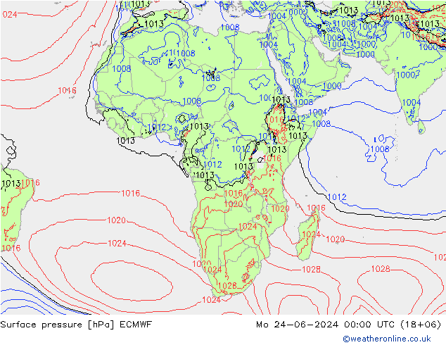 Surface pressure ECMWF Mo 24.06.2024 00 UTC