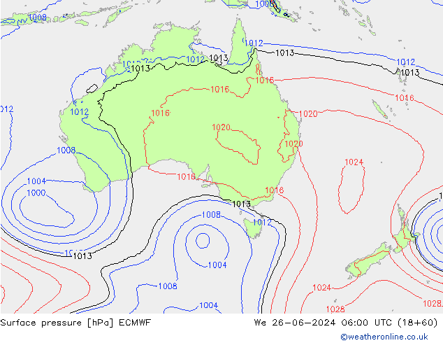 Surface pressure ECMWF We 26.06.2024 06 UTC