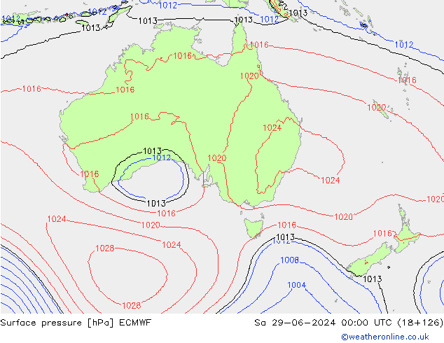 Pressione al suolo ECMWF sab 29.06.2024 00 UTC