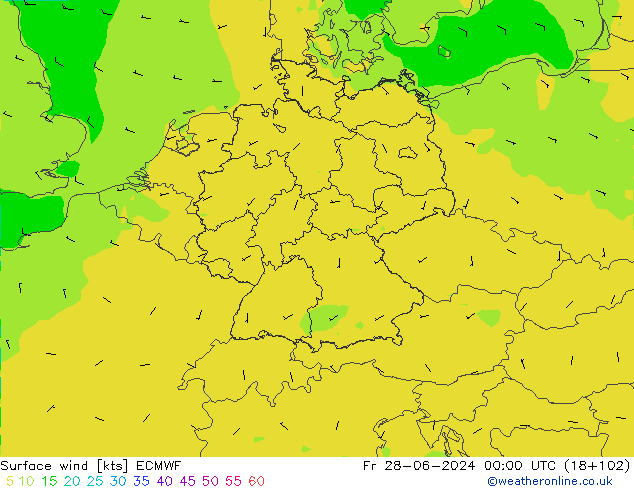 Bodenwind ECMWF Fr 28.06.2024 00 UTC