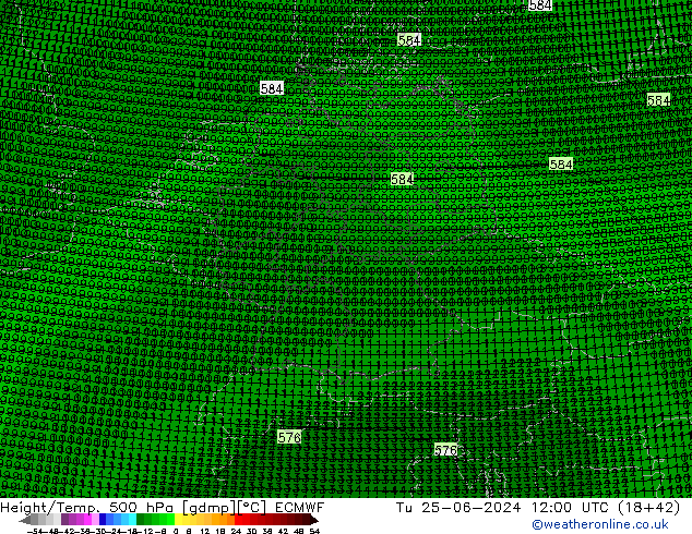 Yükseklik/Sıc. 500 hPa ECMWF Sa 25.06.2024 12 UTC