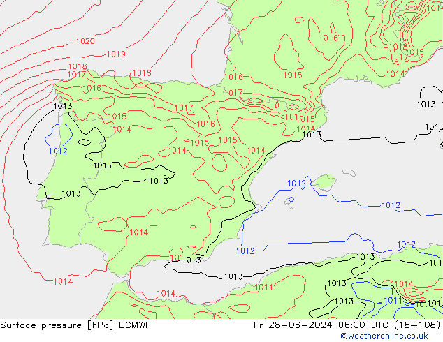 Pressione al suolo ECMWF ven 28.06.2024 06 UTC