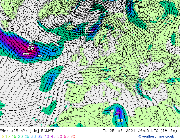 Vent 925 hPa ECMWF mar 25.06.2024 06 UTC