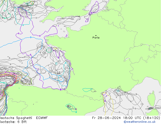 Izotacha Spaghetti ECMWF pt. 28.06.2024 18 UTC