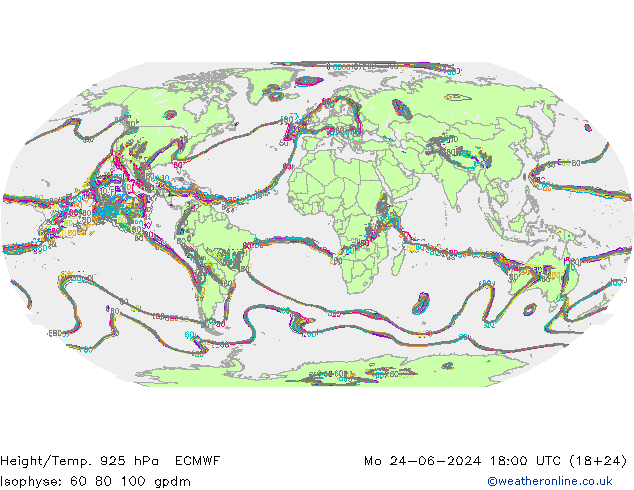 Geop./Temp. 925 hPa ECMWF lun 24.06.2024 18 UTC