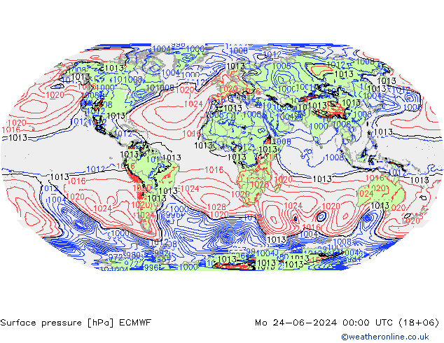 Surface pressure ECMWF Mo 24.06.2024 00 UTC