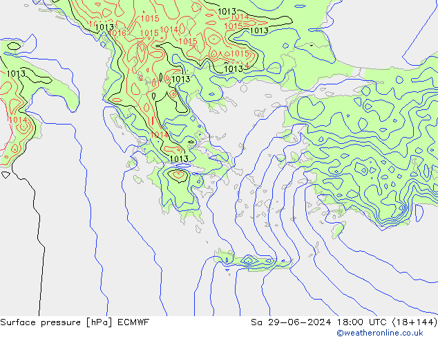 приземное давление ECMWF сб 29.06.2024 18 UTC