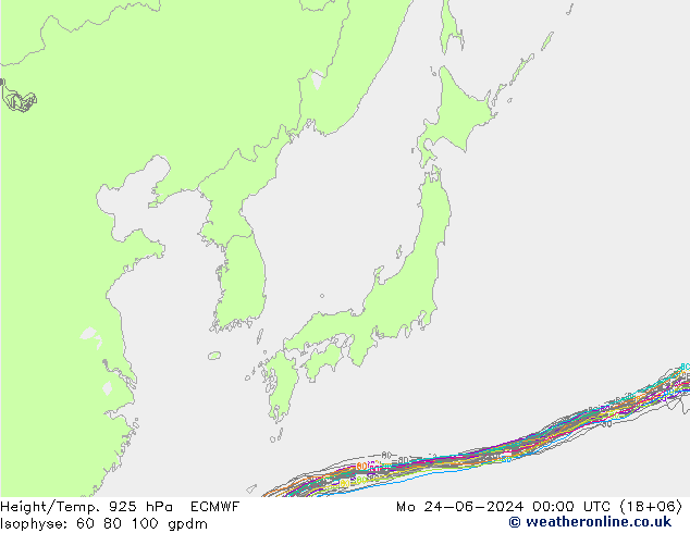 Height/Temp. 925 hPa ECMWF Mo 24.06.2024 00 UTC