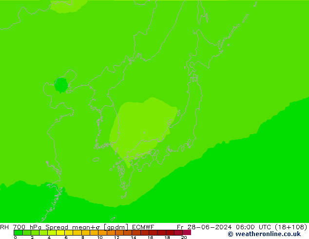 RH 700 hPa Spread ECMWF pt. 28.06.2024 06 UTC