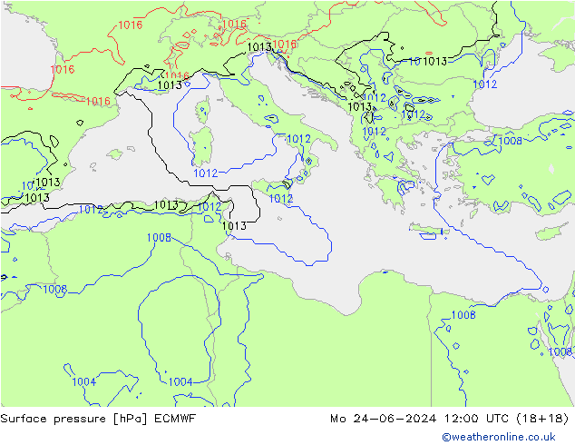 Yer basıncı ECMWF Pzt 24.06.2024 12 UTC