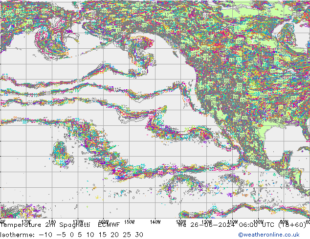 Temperatuurkaart Spaghetti ECMWF wo 26.06.2024 06 UTC