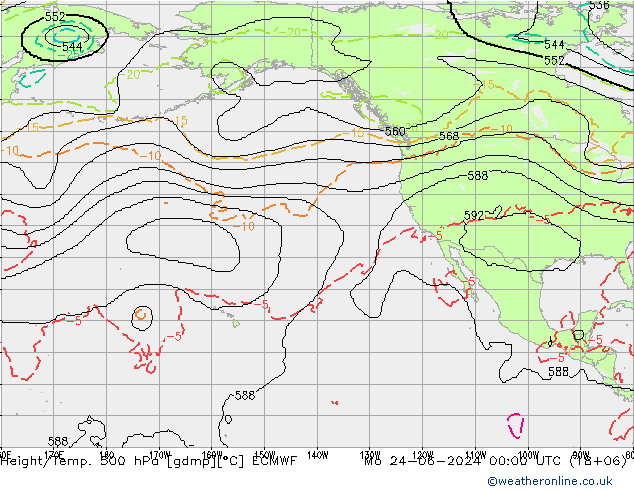 Height/Temp. 500 hPa ECMWF Mo 24.06.2024 00 UTC