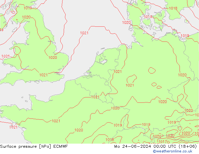 Luchtdruk (Grond) ECMWF ma 24.06.2024 00 UTC