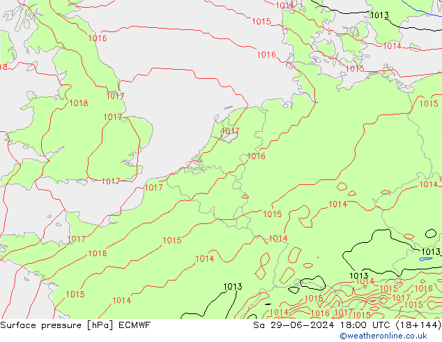 ciśnienie ECMWF so. 29.06.2024 18 UTC