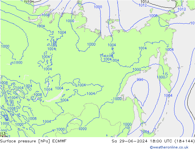 pressão do solo ECMWF Sáb 29.06.2024 18 UTC