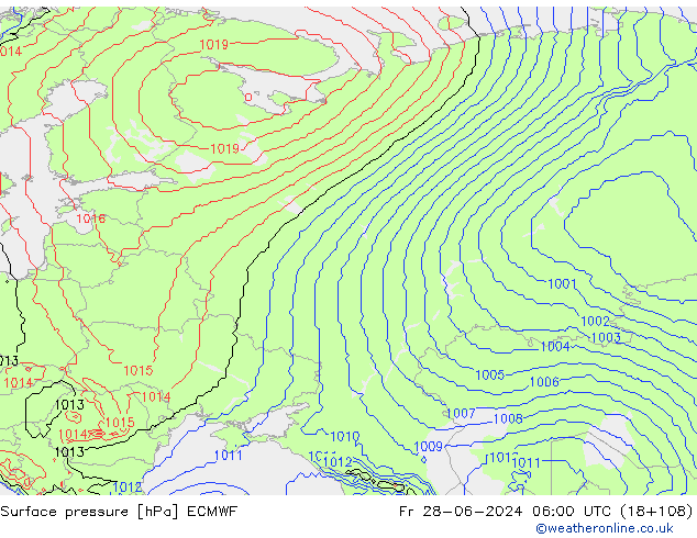 Bodendruck ECMWF Fr 28.06.2024 06 UTC