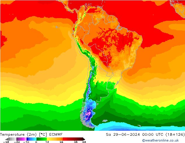 Sıcaklık Haritası (2m) ECMWF Cts 29.06.2024 00 UTC