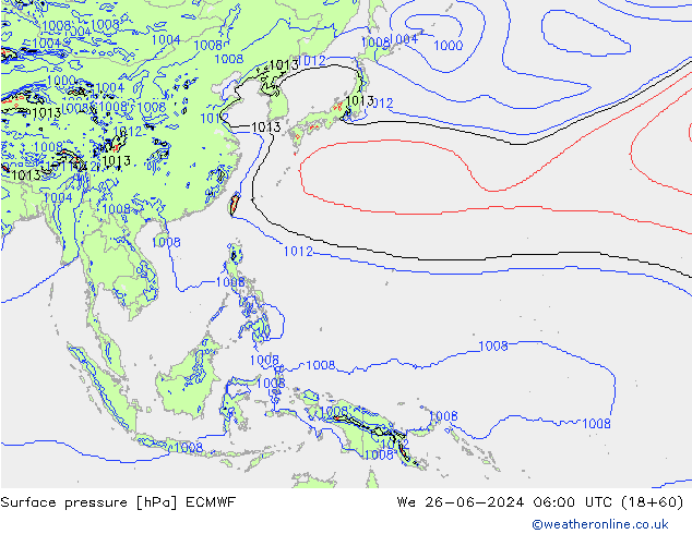 pression de l'air ECMWF mer 26.06.2024 06 UTC