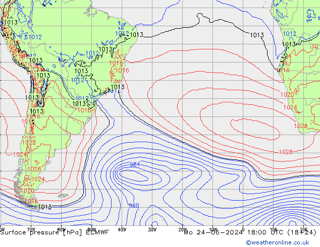 pression de l'air ECMWF lun 24.06.2024 18 UTC