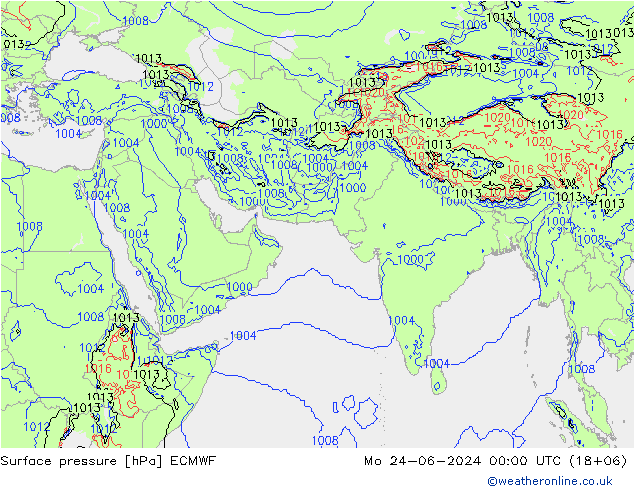 Bodendruck ECMWF Mo 24.06.2024 00 UTC