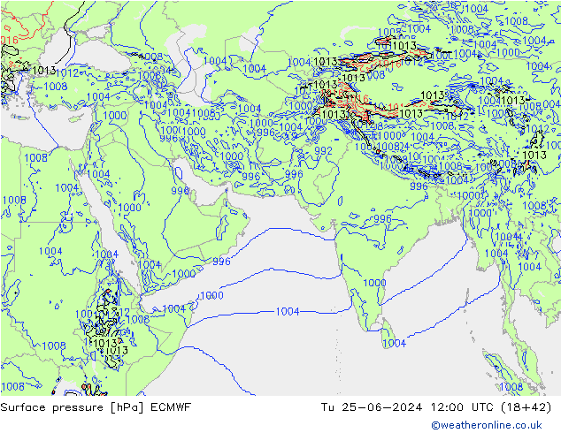 pressão do solo ECMWF Ter 25.06.2024 12 UTC