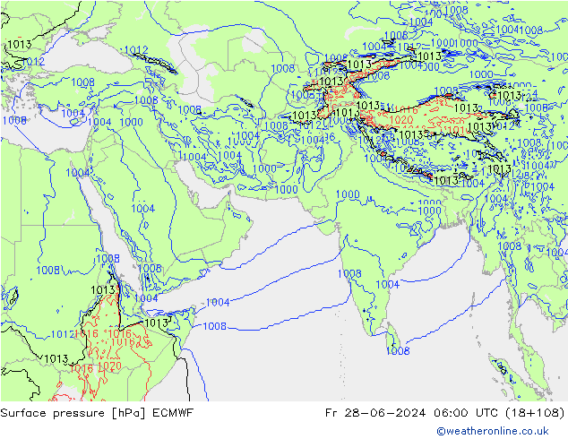 ciśnienie ECMWF pt. 28.06.2024 06 UTC