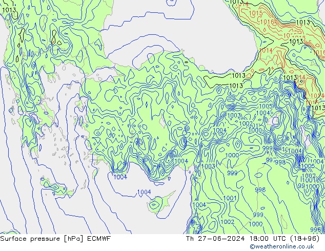 pression de l'air ECMWF jeu 27.06.2024 18 UTC