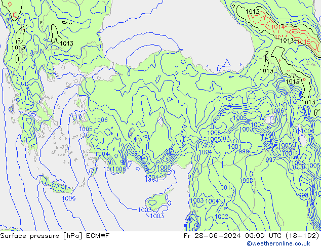 приземное давление ECMWF пт 28.06.2024 00 UTC