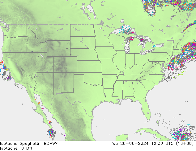 Isotachs Spaghetti ECMWF We 26.06.2024 12 UTC