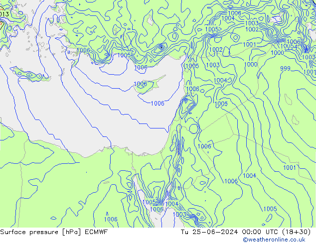 Luchtdruk (Grond) ECMWF di 25.06.2024 00 UTC