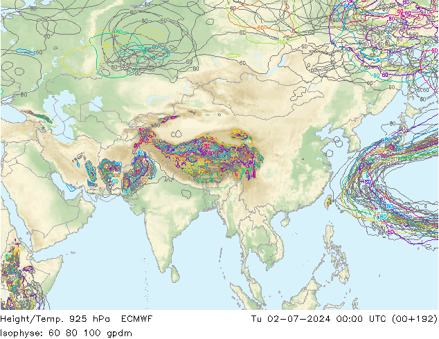 Height/Temp. 925 hPa ECMWF mar 02.07.2024 00 UTC