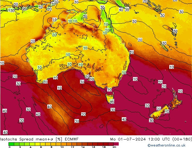 Isotaca Spread ECMWF lun 01.07.2024 12 UTC