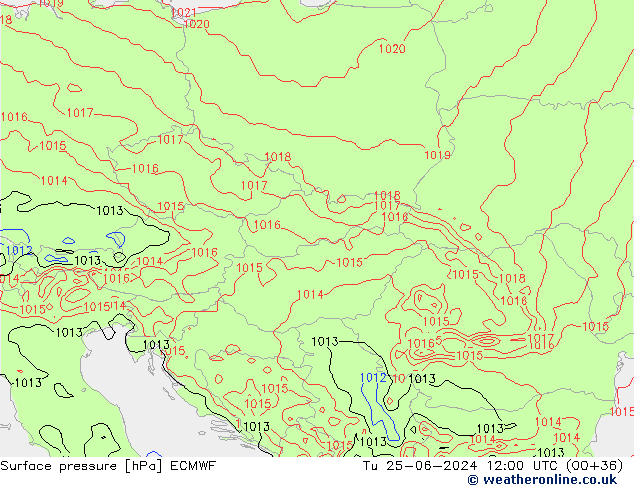 ciśnienie ECMWF wto. 25.06.2024 12 UTC