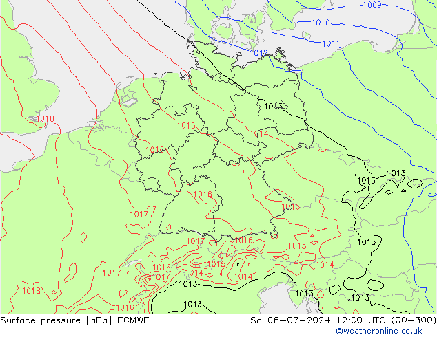 Surface pressure ECMWF Sa 06.07.2024 12 UTC