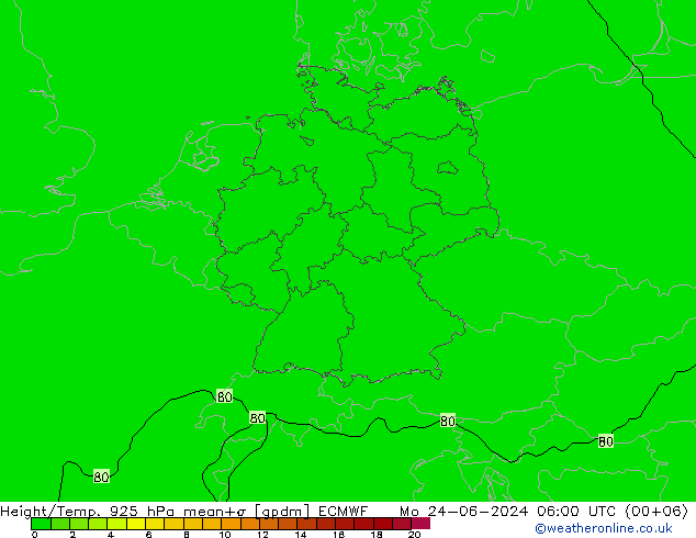 Height/Temp. 925 hPa ECMWF Po 24.06.2024 06 UTC