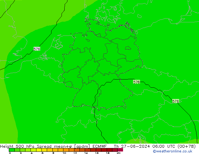 Géop. 500 hPa Spread ECMWF jeu 27.06.2024 06 UTC