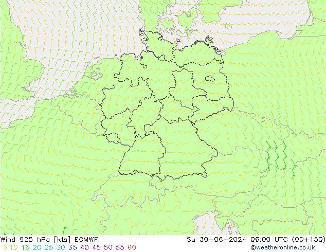 Wind 925 hPa ECMWF So 30.06.2024 06 UTC