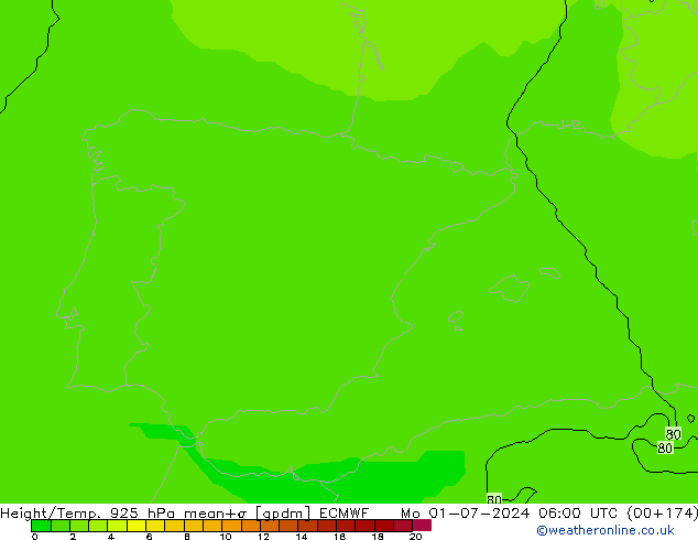 Height/Temp. 925 hPa ECMWF lun 01.07.2024 06 UTC