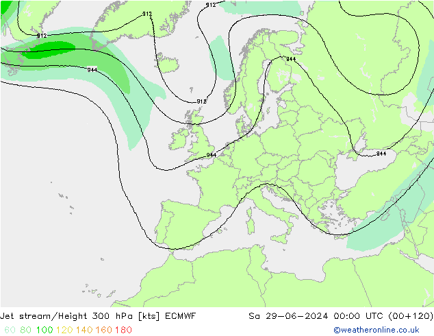 Jet stream/Height 300 hPa ECMWF Sa 29.06.2024 00 UTC