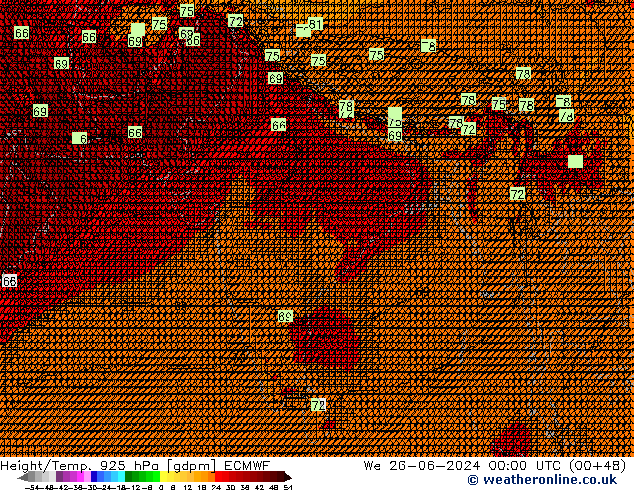 Height/Temp. 925 hPa ECMWF Qua 26.06.2024 00 UTC