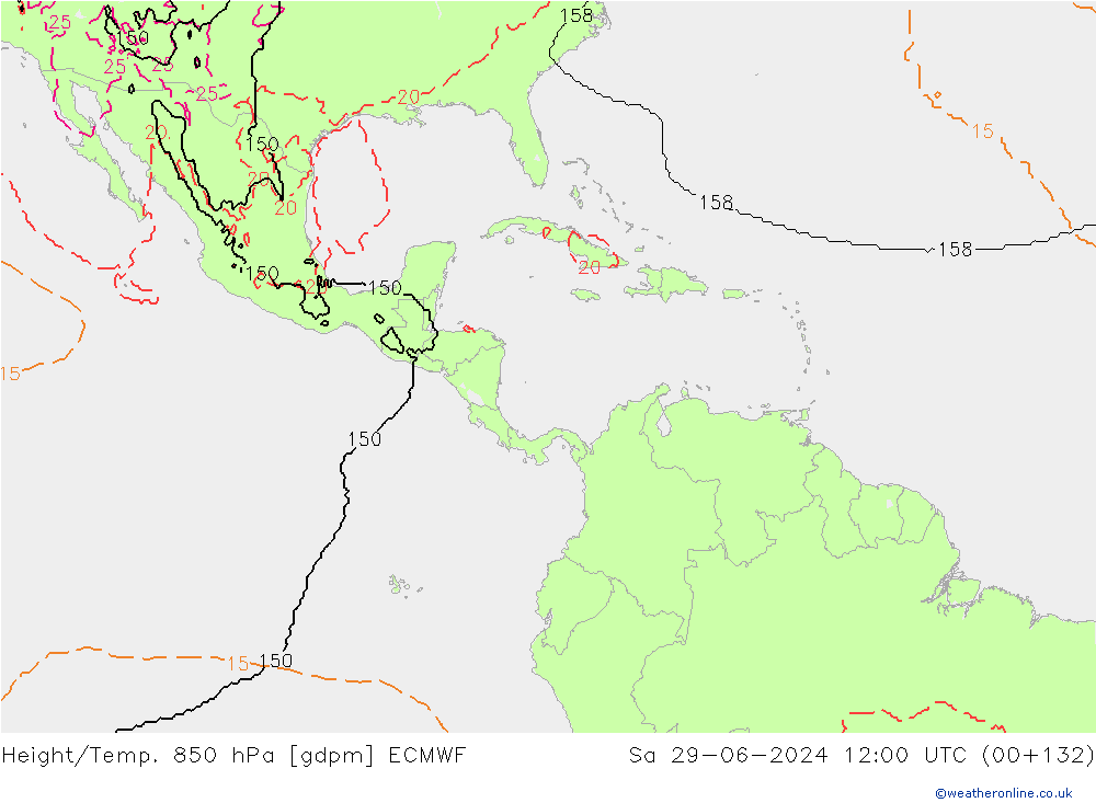 Height/Temp. 850 hPa ECMWF Sáb 29.06.2024 12 UTC