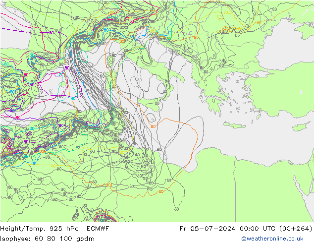 Géop./Temp. 925 hPa ECMWF ven 05.07.2024 00 UTC