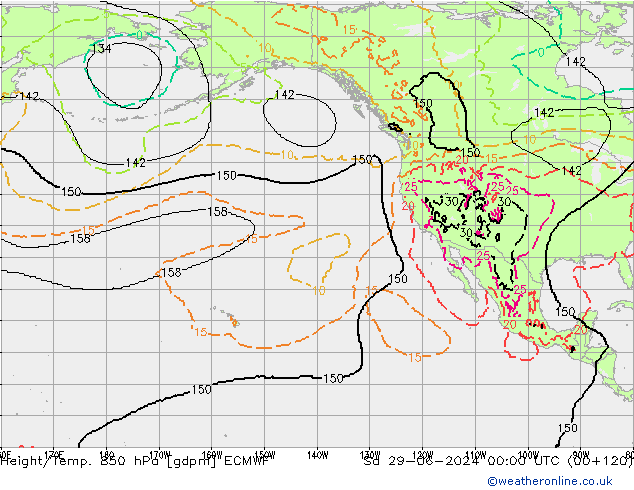 Height/Temp. 850 hPa ECMWF Sa 29.06.2024 00 UTC