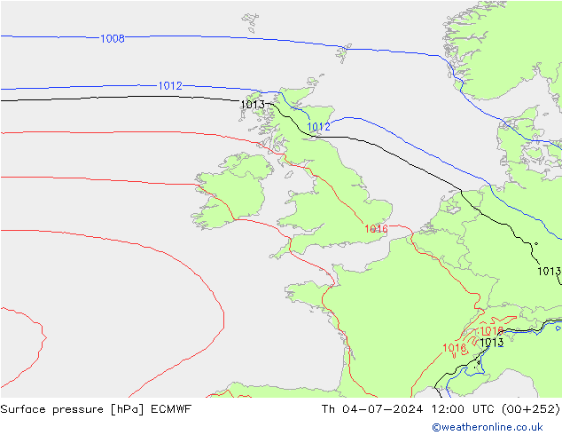 Bodendruck ECMWF Do 04.07.2024 12 UTC