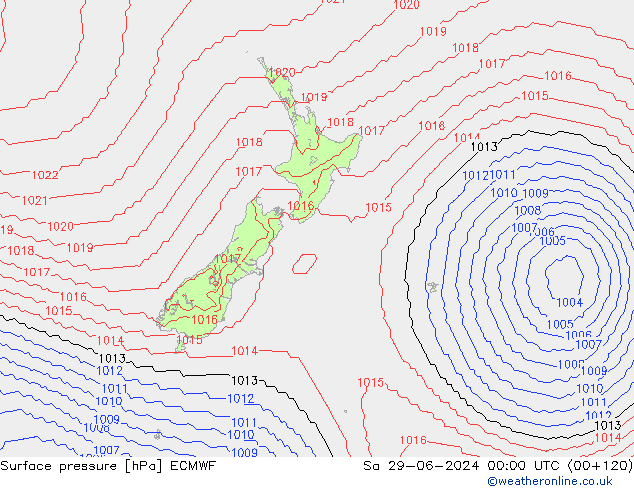 Atmosférický tlak ECMWF So 29.06.2024 00 UTC