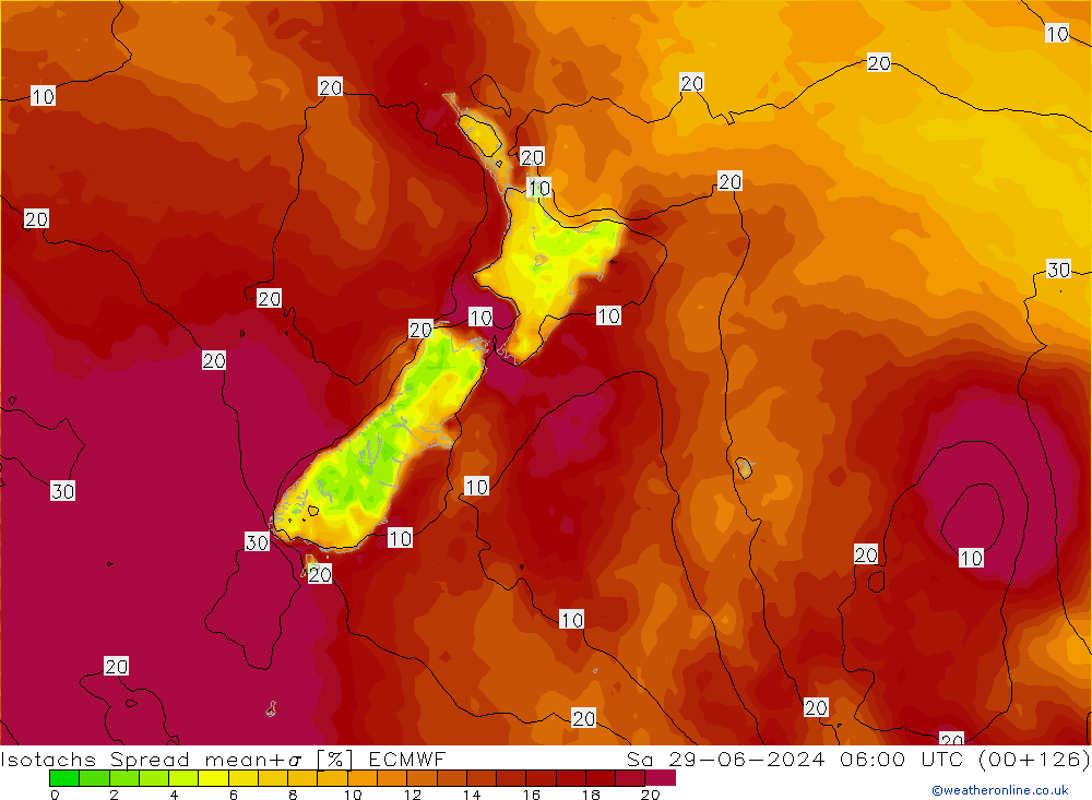 Isotachs Spread ECMWF Sa 29.06.2024 06 UTC