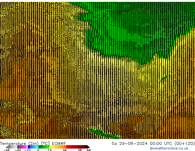 Temperature (2m) ECMWF Sa 29.06.2024 00 UTC