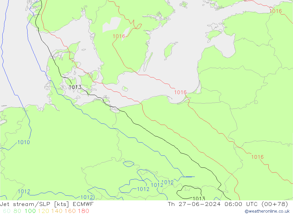 Prąd strumieniowy ECMWF czw. 27.06.2024 06 UTC